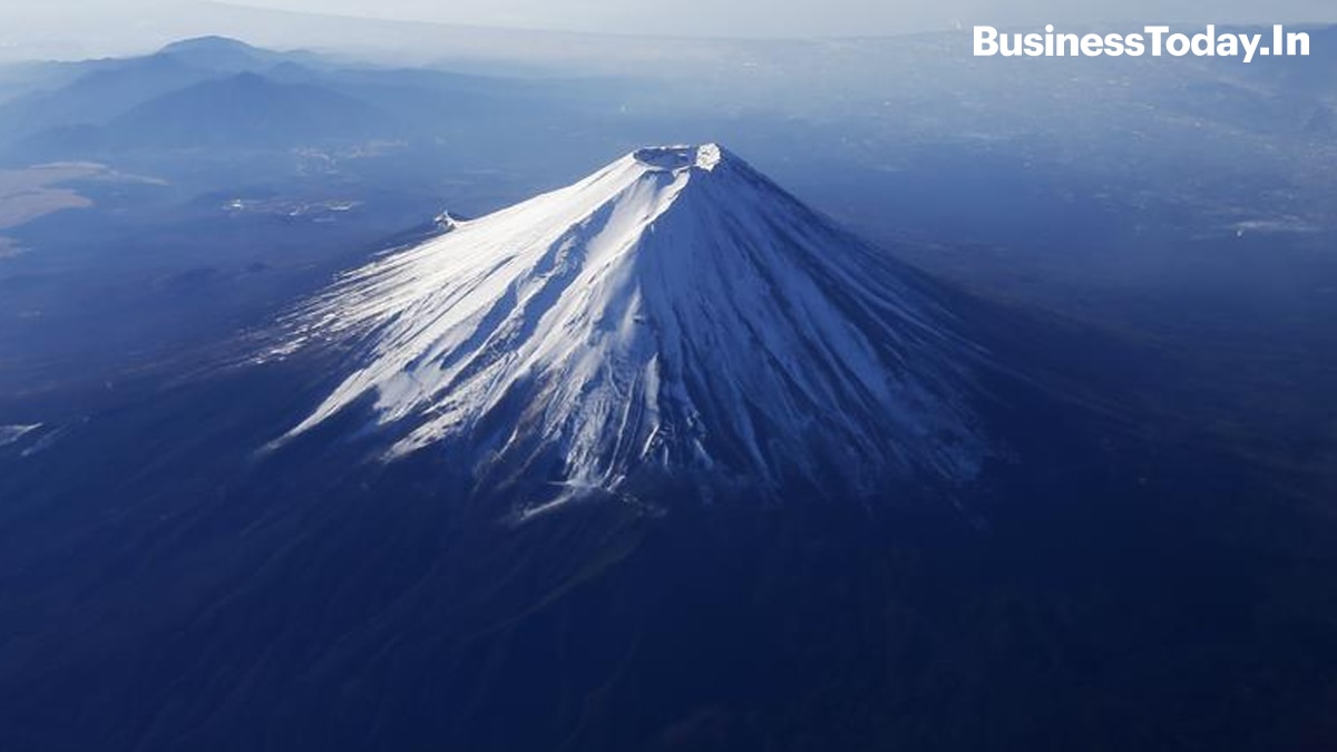Japan's Mount Fuji is seen covered with snow. Mount Fuji, at 3,776 metres (12,388 feet), is the tallest mountain in Japan.