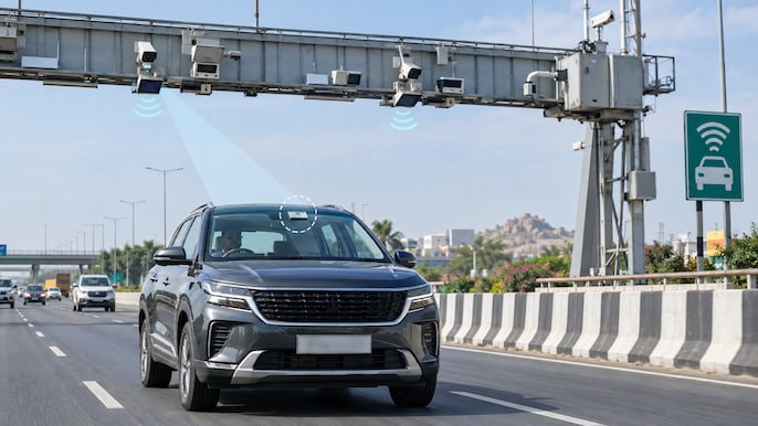 ANPR cameras identify the vehicle and FASTag collects the fee ANPR cameras identify the vehicle and FASTag collects the fee