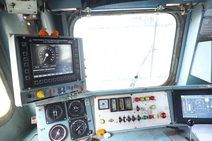 Kavach supervises speed and can apply brakes when required Kavach supervises speed and can apply brakes when required