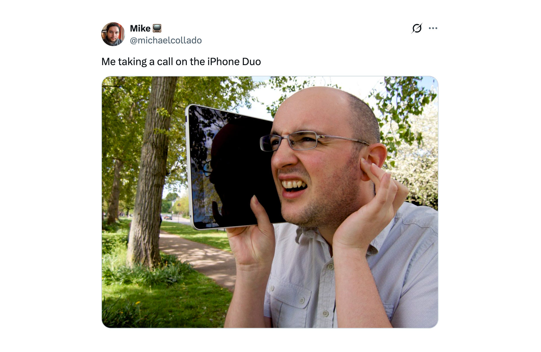 A normal phone call looks very different when the iPhone opens like a book