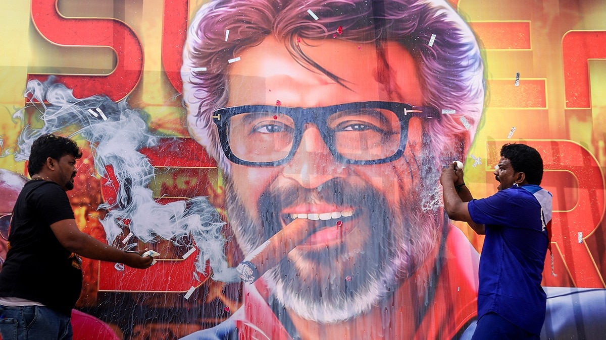 Chennai: Fans celebrate the release of actor Rajinikanth's latest film âJailer 2â, in Chennai, Thursday, Oct. 15, 2026. (PTI Photo/R Senthilkumar)(PTI10_15_2026_000035B)