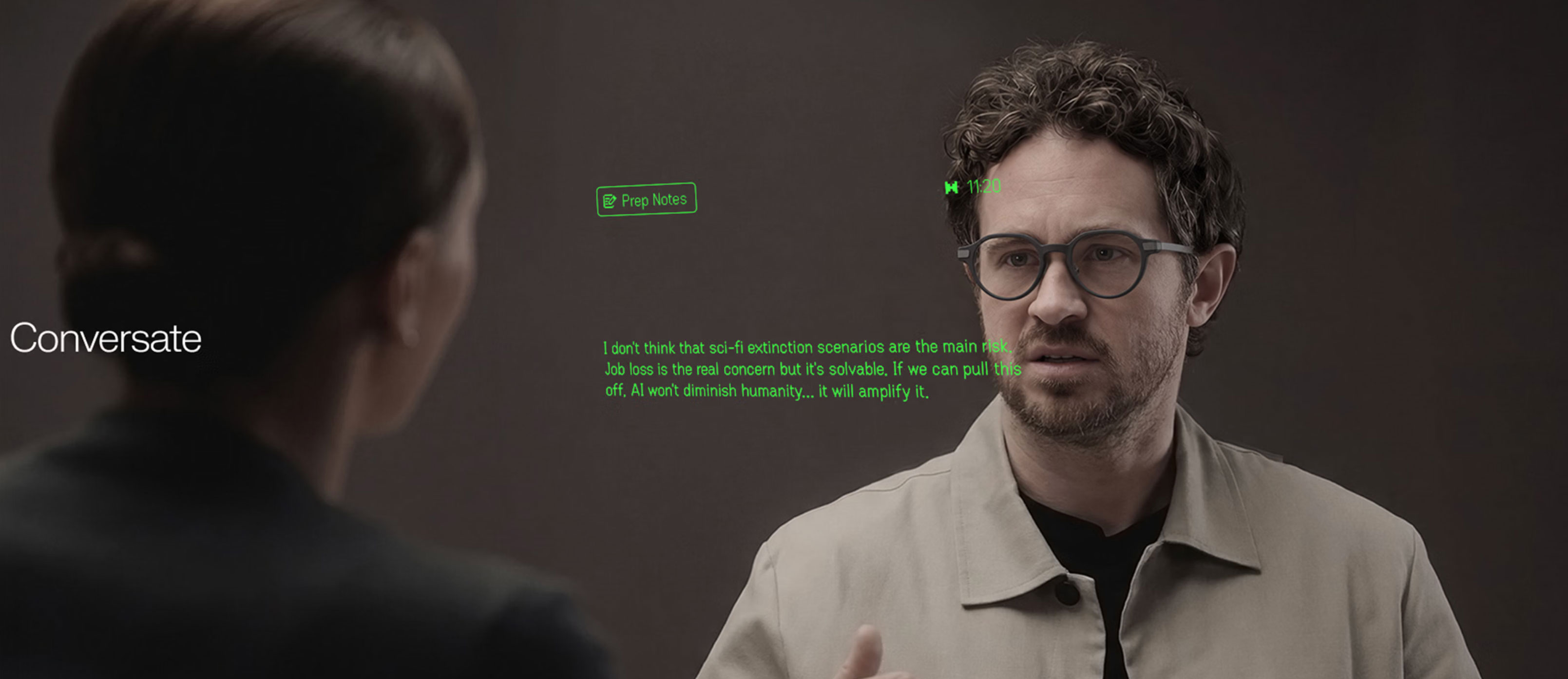 A teleprompter puts prepared text in view