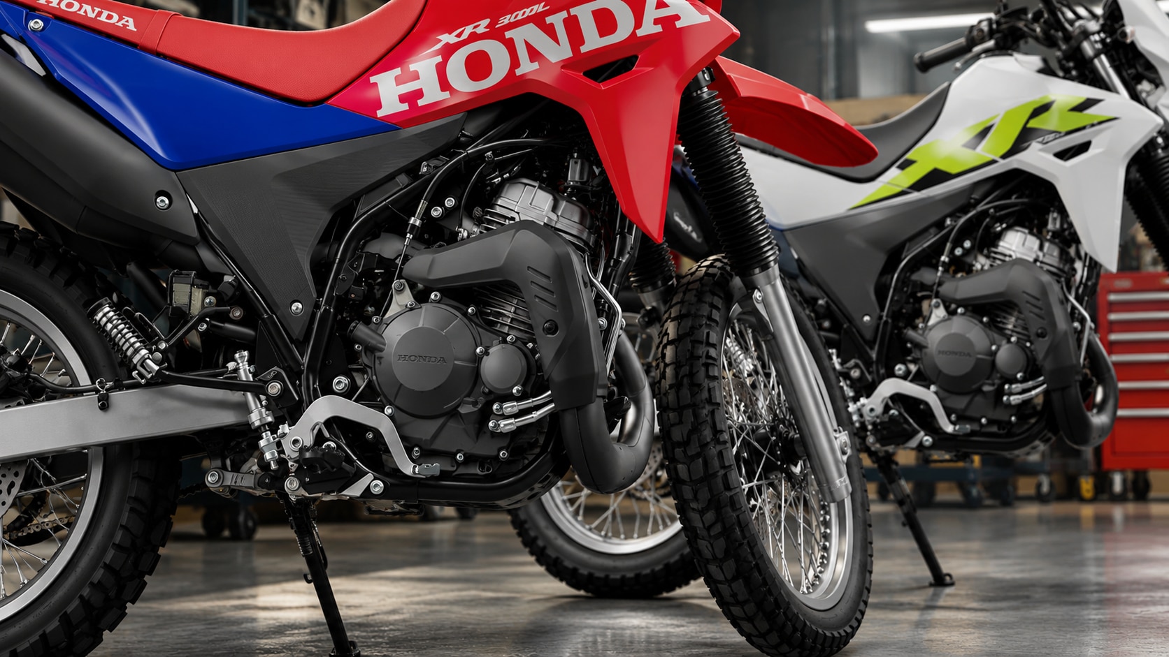 Both brochures specify a 293.5 cc engine