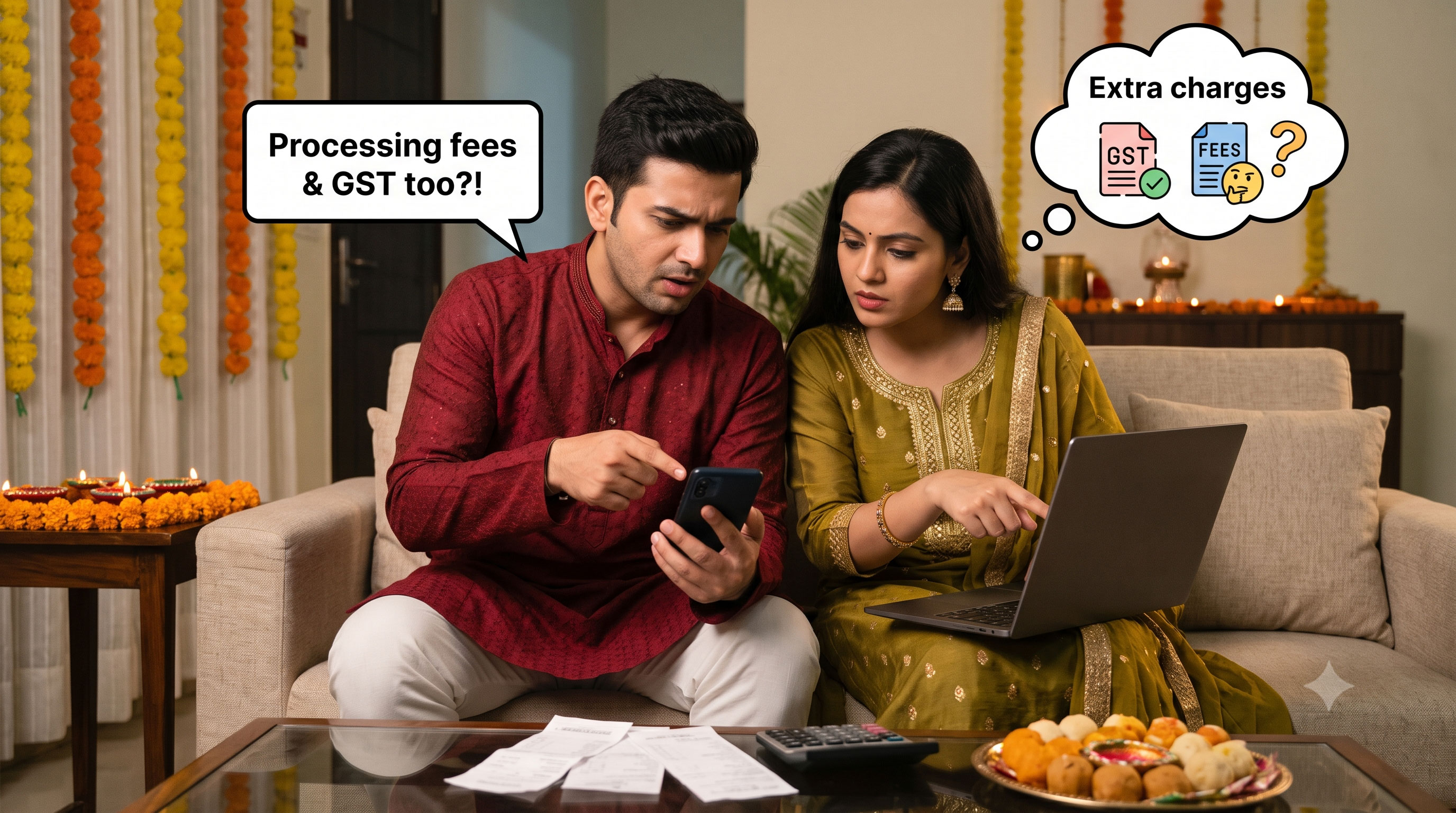 Add charges outside the advertised instalment