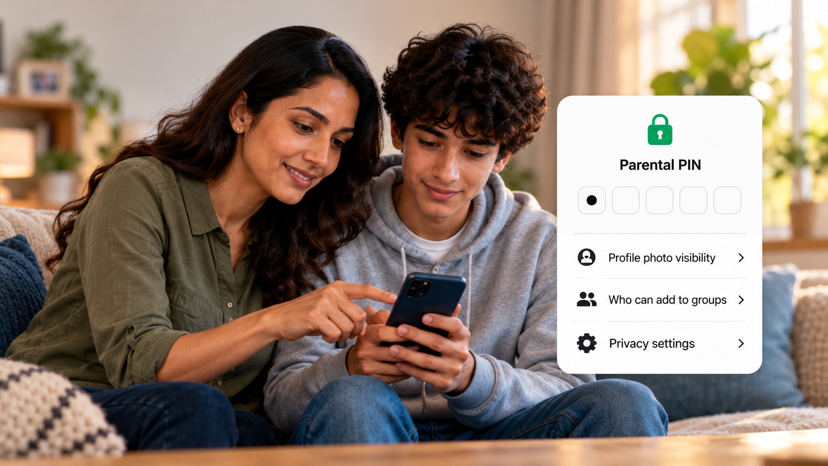 A parent PIN protects privacy choices