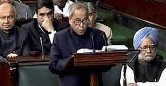 Finance Minister Pranab Mukherjee in Parliament on Monday