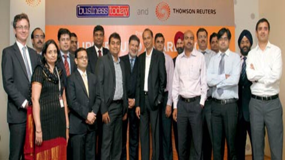 The winners with <em>Business Today</em> Editor Chaitanya Kalbag (9th from left) and Tarun Anand, MD, South Asia, Thomson Reuters (7th from right) The winners with <em>Business Today</em> Editor Chaitanya Kalbag (9th from left) and Tarun Anand, MD, South Asia, Thomson Reuters (7th from right)