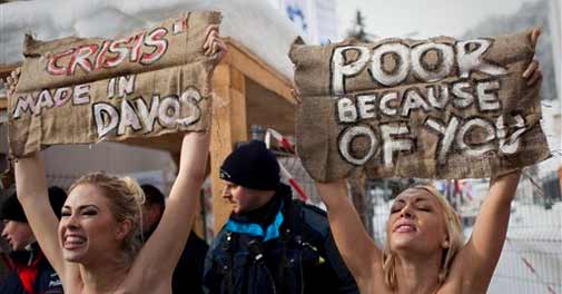 Davos: Topless girls stage protest at WEF meet; three detained