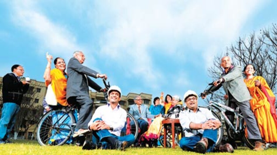 Ashiana Retirement home complex in Bhiwadi; Joint managing director Ankur Gupta (in helmet, left), and Managing director Vishal gupta (in helmet, right) <em>Photo: Shekhar Ghosh/www.indiatodayimages.com</em> Ashiana Retirement home complex in Bhiwadi; Joint managing director Ankur Gupta (in helmet, left), and Managing director Vishal gupta (in helmet, right) <em>Photo: Shekhar Ghosh/www.indiatodayimages.com</em>