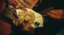 Though expensive, vintage jewellery is back in fashion Enduring glitter: Finishing touches being given to a heritage collection piece at a Ganjam workshop in Bangalore. PHOTO: Nilotpal Baruah