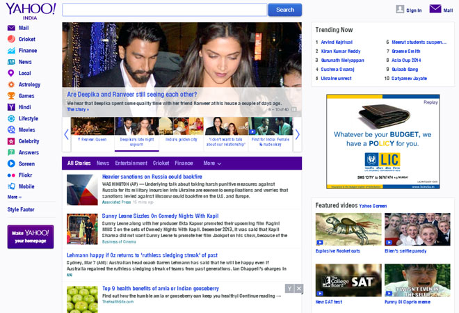 Yahoo refreshes website home page for India Yahoo refreshes website home page for India