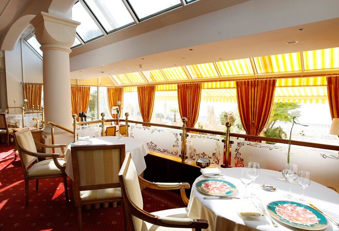 The dining hall of the le Mirador Kempinski hotel in le Mont-Pelerin. PHOTO: Reuters 