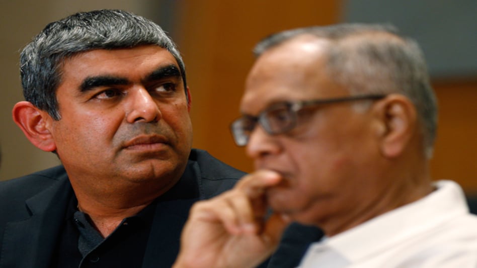 Newly appointed Infosys CEO Vishal Sikka (left) with Chairman Narayana Murthy in Bangalore on June 12, 2014. (Photo: Associated Press) Newly appointed Infosys CEO Vishal Sikka (left) with Chairman Narayana Murthy in Bangalore on June 12, 2014. (Photo: Associated Press)