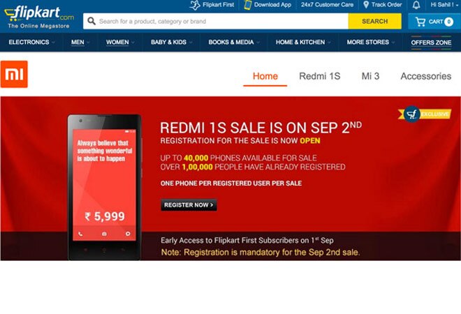 Xiaomi to sell 40,000 Redmi 1S units on Sept 2 via Flipkart Xiaomi to sell 40,000 Redmi 1S units on Sept 2 via Flipkart