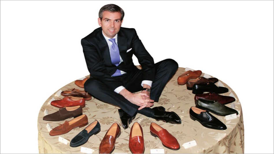 Destination India: Thomas Collette, Commercial Director for Europe, Middle East and India at John Lobb, with 'By Request' shoes, launched in India in June. Destination India: Thomas Collette, Commercial Director for Europe, Middle East and India at John Lobb, with 'By Request' shoes, launched in India in June.