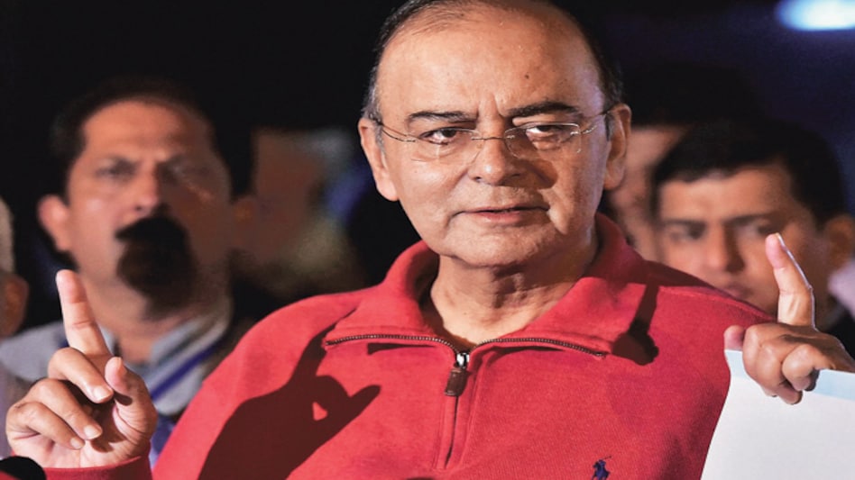 Union Finance Minister Arun Jaitley addresses the media at his residence in New Delhi on Friday. Union Finance Minister Arun Jaitley addresses the media at his residence in New Delhi on Friday.