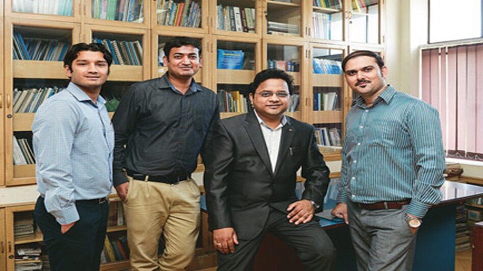 Making an impact: The MDRA team which worked on the B-school survey. (From left) Prateek Kumar, Research Executive; Avanish Kumar, Senior Research Executive; Abhishek Agrawal, Executive Director; and Abnish Jha, Research Manager. Photo: Vivan Mehra. Making an impact: The MDRA team which worked on the B-school survey. (From left) Prateek Kumar, Research Executive; Avanish Kumar, Senior Research Executive; Abhishek Agrawal, Executive Director; and Abnish Jha, Research Manager. Photo: Vivan Mehra.