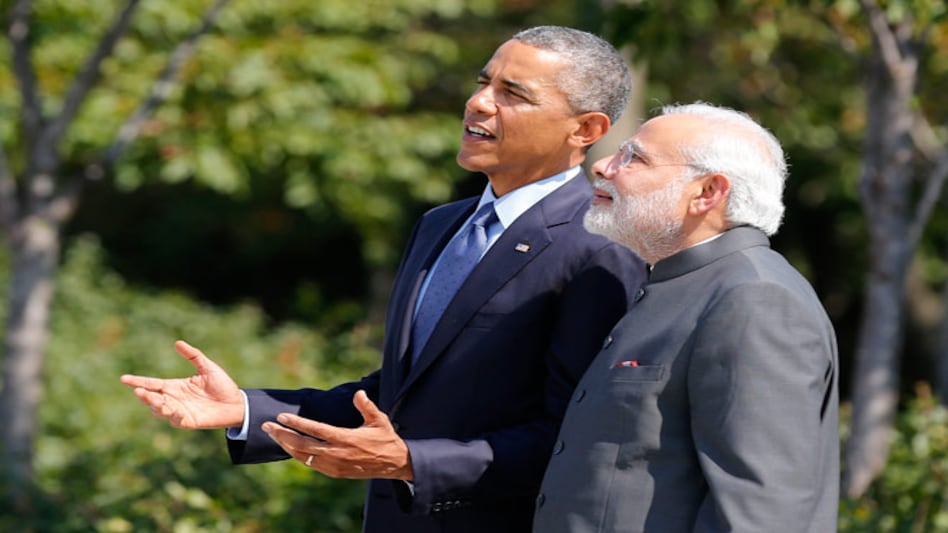US President Barack Obama and Prime Minister Narendra Modi talk at the National Martin Luther King Memorial on the National Mall in Washington (Photo: Reuters) US President Barack Obama and Prime Minister Narendra Modi talk at the National Martin Luther King Memorial on the National Mall in Washington (Photo: Reuters)