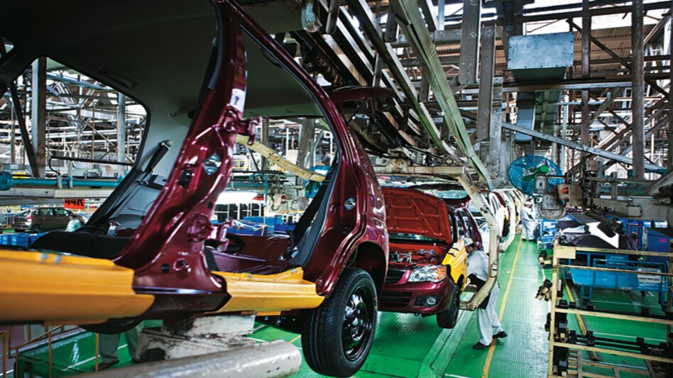 In the right direction: A production line at Maruti's Manesar factory. In the right direction: A production line at Maruti's Manesar factory.