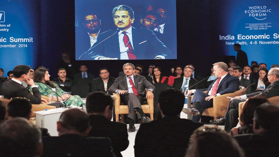 Mahindra and Mahindra Chairman Anand Mahindra speaks during the India Economic Summit 2014 at the World Economic Forum in New Delhi on Thursday. Mahindra and Mahindra Chairman Anand Mahindra speaks during the India Economic Summit 2014 at the World Economic Forum in New Delhi on Thursday.