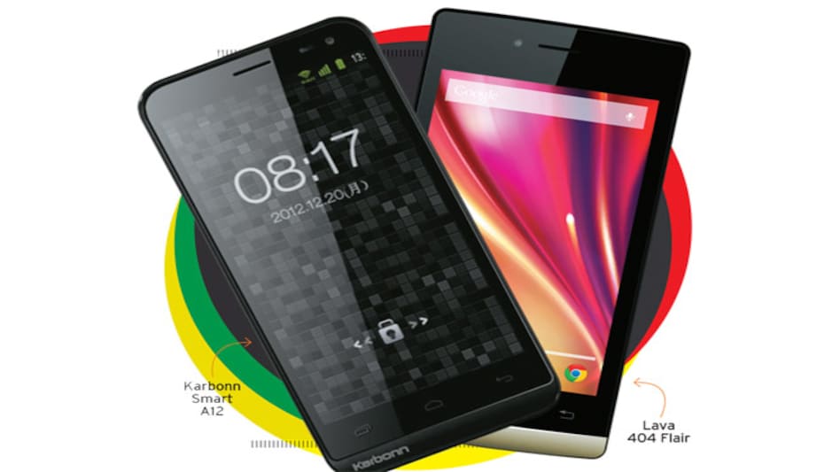 (left) Karbonn Smart A12 and Lava 404 Flair. (left) Karbonn Smart A12 and Lava 404 Flair.