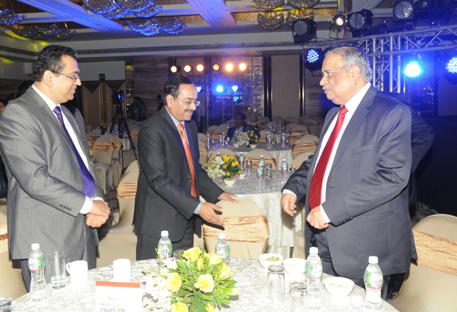 Chief Guest M Damodaran and Ranjeet S Mudholkar, CEO and vice chairman, FPSB with Anup Bagchi (centre), MD and CEO, ICICI Securities.