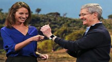5 things that Tim Cook announced at Apple's Watch event Model Christy Turlington Burns (left) speaks to Apple CEO Tim Cook about the Watch during the company's event in San Francisco on March 9, 2015. (Photo: Reuters)