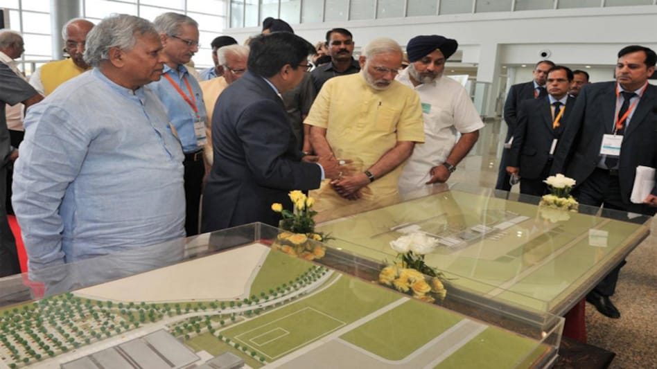 PM Narendra Modi and other dignitaries at the inauguration of the new terminal at Chandigarh airport PM Narendra Modi and other dignitaries at the inauguration of the new terminal at Chandigarh airport