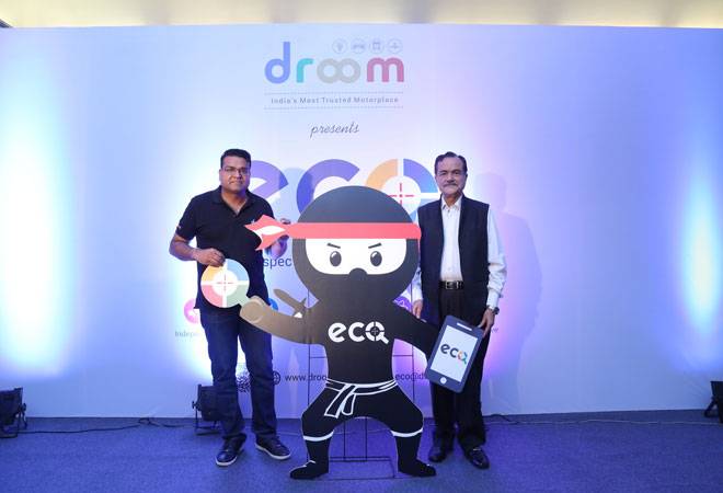 (L_R) Sandeep Agarwal, CEO and Founder, Droom and Jagdish Khattar, Managing Director, Carnation Auto with Eco Ninja at Eco App Launch. (L_R) Sandeep Agarwal, CEO and Founder, Droom and Jagdish Khattar, Managing Director, Carnation Auto with Eco Ninja at Eco App Launch.
