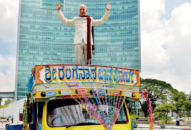 Amazon founder and CEO Jeff Bezos in Bangalore. Amazon founder and CEO Jeff Bezos in Bangalore.