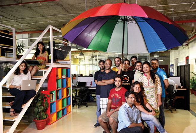 Co-founder Pranay Gupta (centre) with entrepreneurs working out of 91springboard, Noida (Photo: Shekhar Ghosh) Co-founder Pranay Gupta (centre) with entrepreneurs working out of 91springboard, Noida (Photo: Shekhar Ghosh)