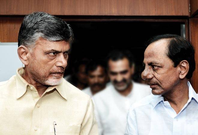 N. Chandrababu Naidu, Chief Minister of Andhra Pradesh (L) with K. Chandrashekar Rao, Chief Minister of Telangana. Picture: Chandra Deep Kumar N. Chandrababu Naidu, Chief Minister of Andhra Pradesh (L) with K. Chandrashekar Rao, Chief Minister of Telangana. Picture: Chandra Deep Kumar