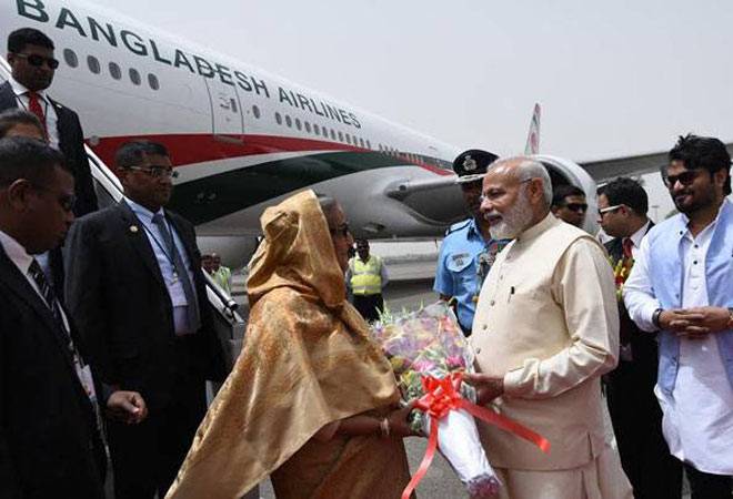 Shiekh Hasina arrives on 4-day visit, PM Modi receives her at airport