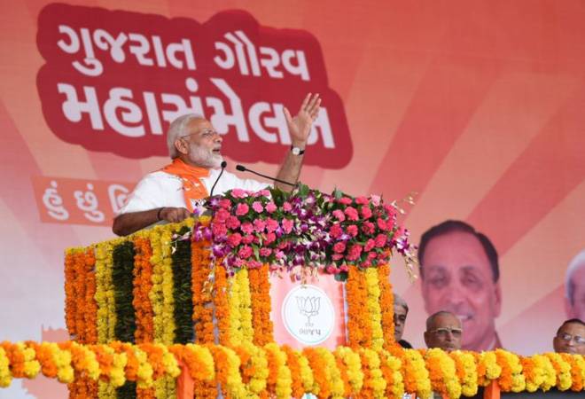PM Narendra Modi in Gandhinagar: Harsh words for Congress mark Modi's speech in poll-bound state