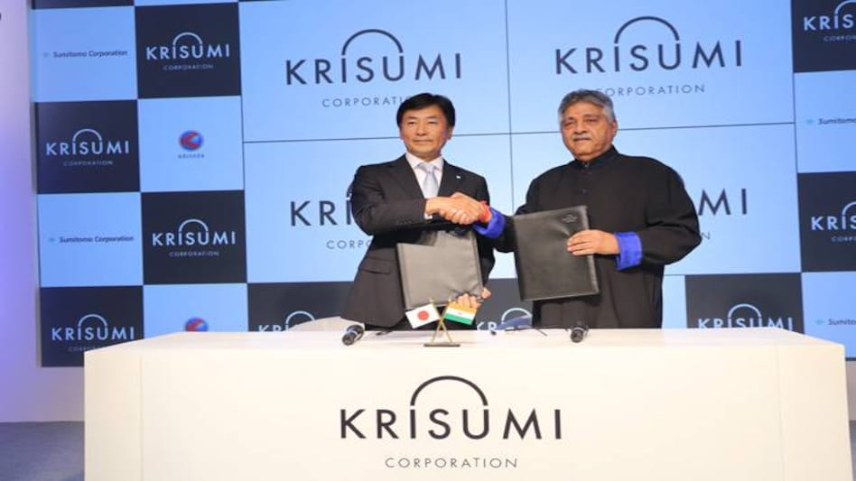 Ashok Kapur, Chairman, Krishna Group and Masahiro Narikiyo,CMD, Sumitomo Corporation India, during the MoU signing cermony at the launch of Krisumi Corporation. Ashok Kapur, Chairman, Krishna Group and Masahiro Narikiyo,CMD, Sumitomo Corporation India, during the MoU signing cermony at the launch of Krisumi Corporation.