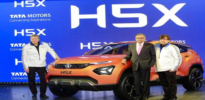 (L-R) Guenter Butschek, CEO and MD, Tata Motors; N Chandrasekaran, Chairman, Tata Group; and Mayank Pareek, President, Passenger Vehicle Business Unit, Tata Motors, at the launch of H5X SUV concept. (L-R) Guenter Butschek, CEO and MD, Tata Motors; N Chandrasekaran, Chairman, Tata Group; and Mayank Pareek, President, Passenger Vehicle Business Unit, Tata Motors, at the launch of H5X SUV concept.
