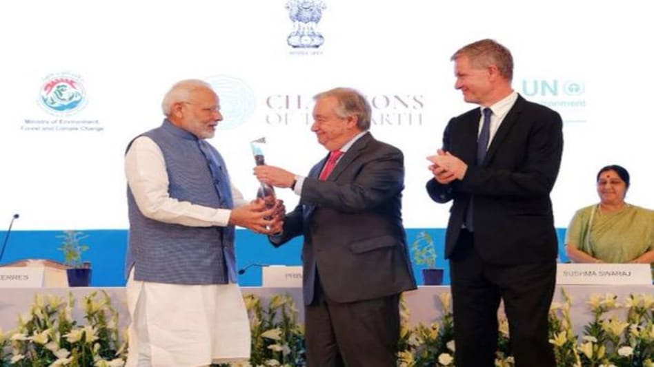PM Modi receives UN's Champions of the Earth award PM Modi receives UN's Champions of the Earth award