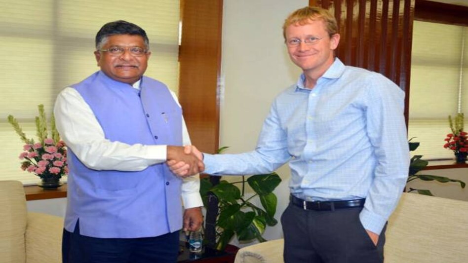 WhatsApp CEO Chris Daniels with Union IT Minister Ravi Shankar Prasad. File Photo WhatsApp CEO Chris Daniels with Union IT Minister Ravi Shankar Prasad. File Photo