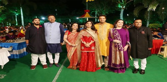 The Ambani family in Udaipur, Rajasthan. The Ambani family in Udaipur, Rajasthan.