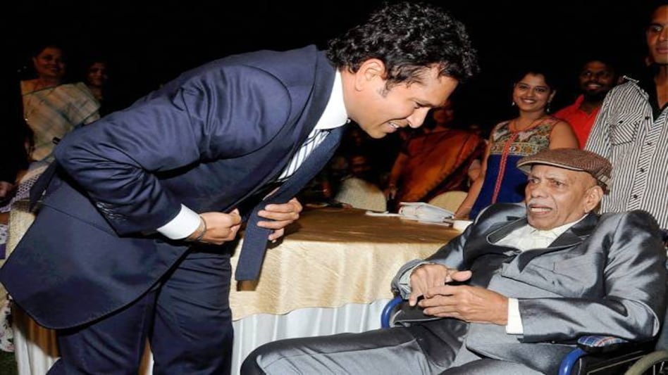 Sachin Tendulkar with Ramakant Achrekar. Photo credit: PTI Sachin Tendulkar with Ramakant Achrekar. Photo credit: PTI