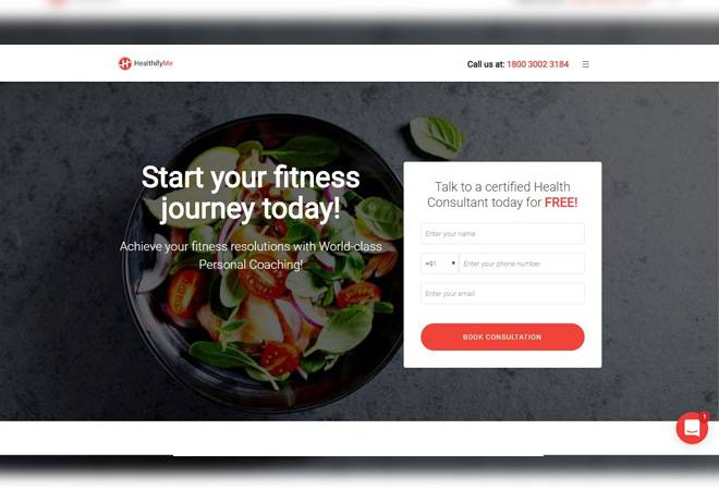 A screenshot of the HealthifyMe desktop website. A screenshot of the HealthifyMe desktop website.