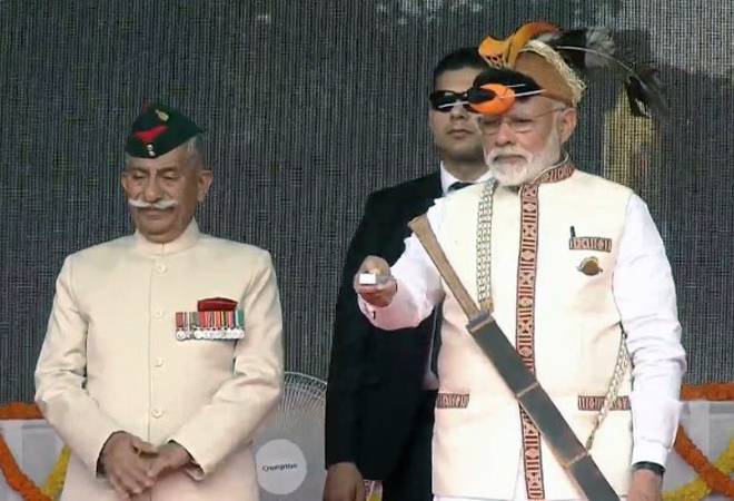 PM Modi lays foundation stone and inaugurates development projects at Itanagar, Arunachal Pradesh. (Photo @BJP4India) PM Modi lays foundation stone and inaugurates development projects at Itanagar, Arunachal Pradesh. (Photo @BJP4India)