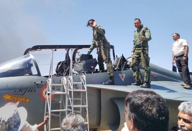 Badminton star PV Sindhu in Tejas aircraft Badminton star PV Sindhu in Tejas aircraft