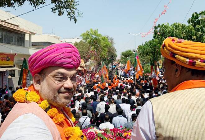 BJP chief Amit Shah filed his nomination for the Gandhinagar constituency for Lok Sabha Elections 2019. Photo credit: BJP/ Twitter BJP chief Amit Shah filed his nomination for the Gandhinagar constituency for Lok Sabha Elections 2019. Photo credit: BJP/ Twitter