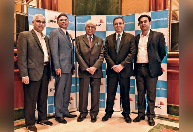 (From left to right) Vaijanath Jagushte of AIOCD, A. Vaidheesh of GSK, late D.G. Shah of IPA, Kanish Malik of Glenmark and Sujay Shetty of PwC / Photograph By Mandar Deodhar (From left to right) Vaijanath Jagushte of AIOCD, A. Vaidheesh of GSK, late D.G. Shah of IPA, Kanish Malik of Glenmark and Sujay Shetty of PwC / Photograph By Mandar Deodhar