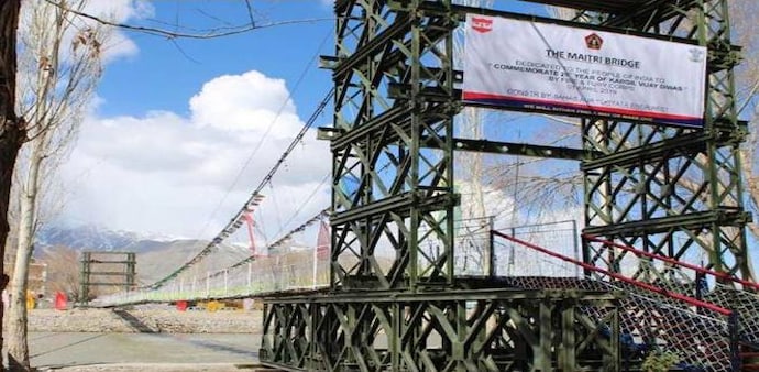 The bridge is built using around 500 tonnes of bridge equipment and construction material The bridge is built using around 500 tonnes of bridge equipment and construction material