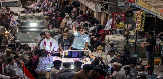 Delhi CM Arvind Kejriwal during election campaign. Delhi CM Arvind Kejriwal during election campaign.
