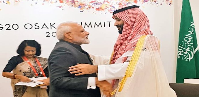 PM Modi with s with Crown Prince of Saudi Arabia Mohammed bin Salman in Osaka. PM Modi with s with Crown Prince of Saudi Arabia Mohammed bin Salman in Osaka.