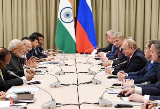 SCO summit: PM Modi during his meeting with Russian President Vladimir Putin on the sidelines of the SCO summit in Bishkek, Kyrgyzstan. SCO summit: PM Modi during his meeting with Russian President Vladimir Putin on the sidelines of the SCO summit in Bishkek, Kyrgyzstan.