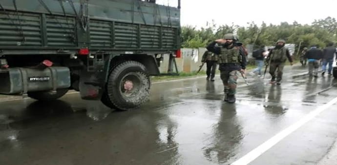Terrorists targeted a bullet and mine-proof vehicle of the 44 Rashtriya Rifles. Photo credit: India Today Terrorists targeted a bullet and mine-proof vehicle of the 44 Rashtriya Rifles. Photo credit: India Today